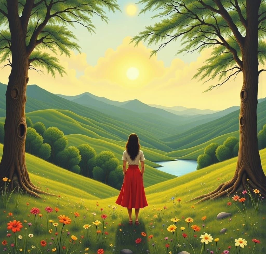 Beautiful Mountainous Landscape with Waterfalls