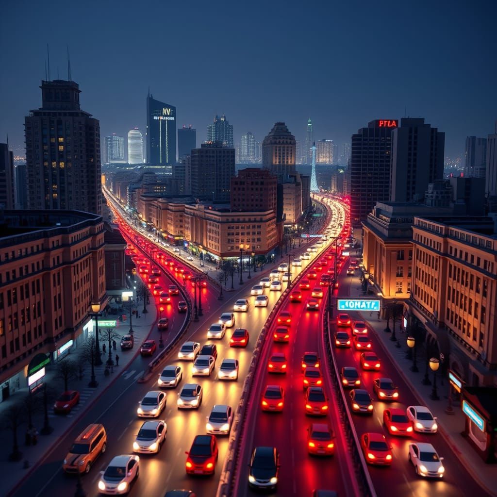 LEGO Kharkiv City at Night in Photorealistic 3D Render