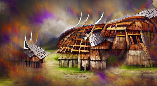Viking Longhouse Digital Painting