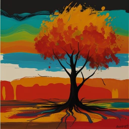 Fauvist Abstract Art with Orange, Yellow, and Rust Hues