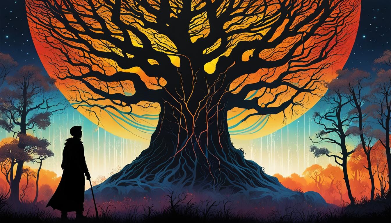 Eerie Forest: Sci-Fi Fantasy Illustration at Twilight