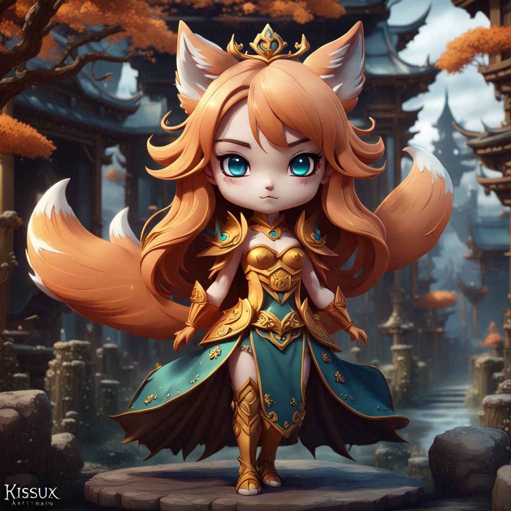 Chibi Kitsune Princess in Detailed Fantasy Art