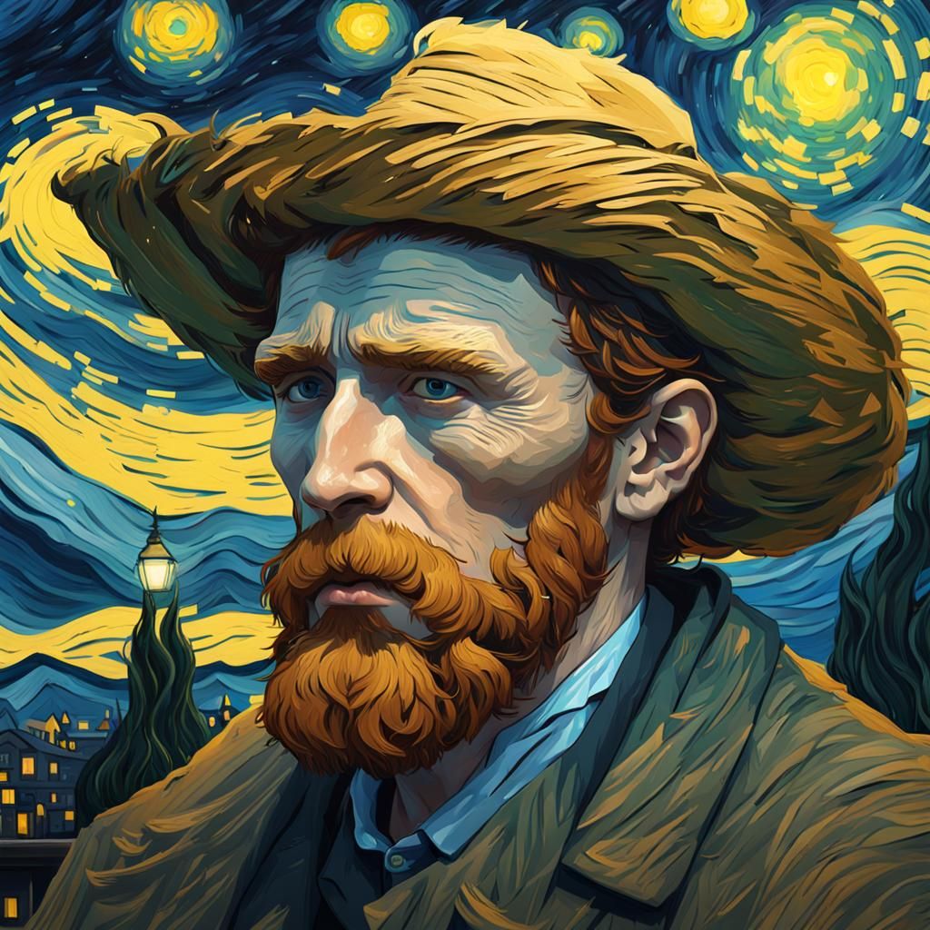 Starry Night Portrait in Van Gogh Style