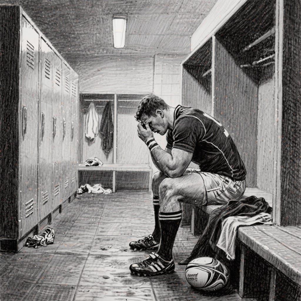 Rugby Player: Introspective Graphite Drawing