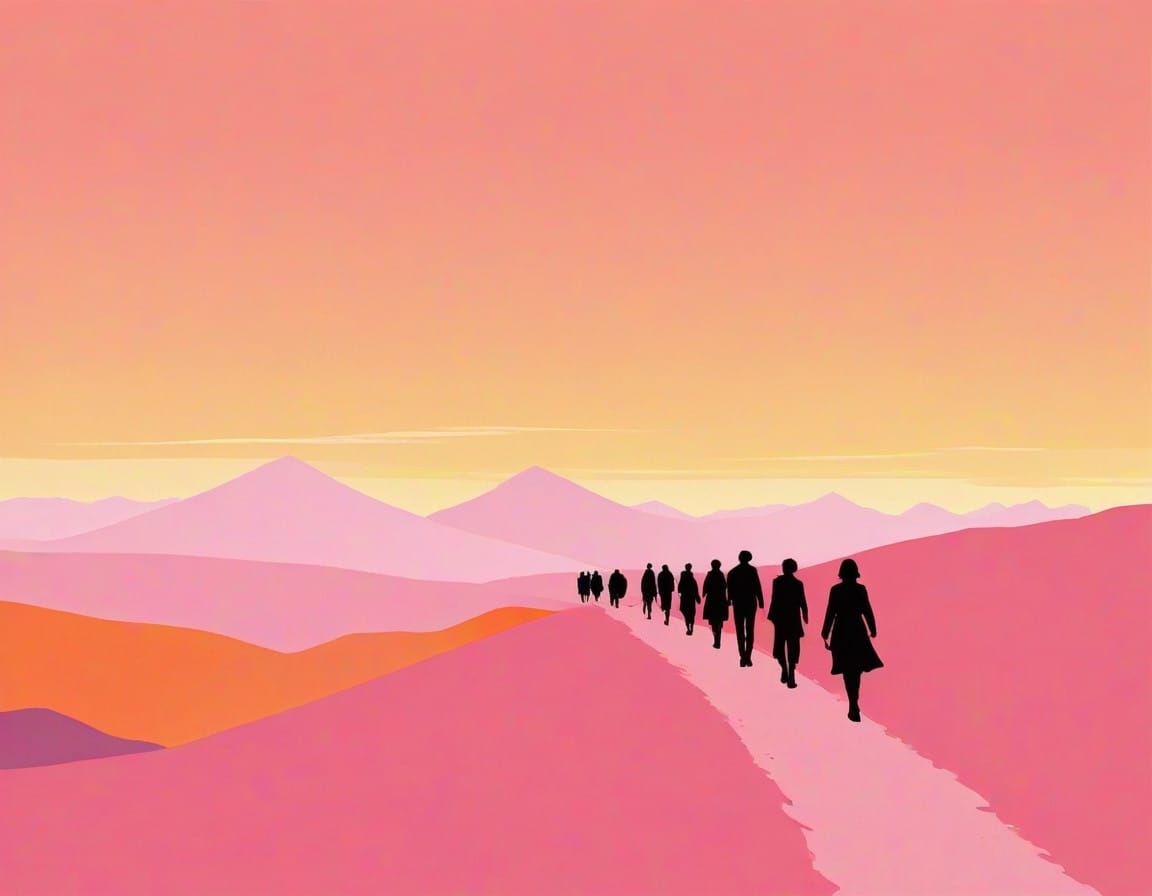 Fantasy Adventurers March Towards Sunset