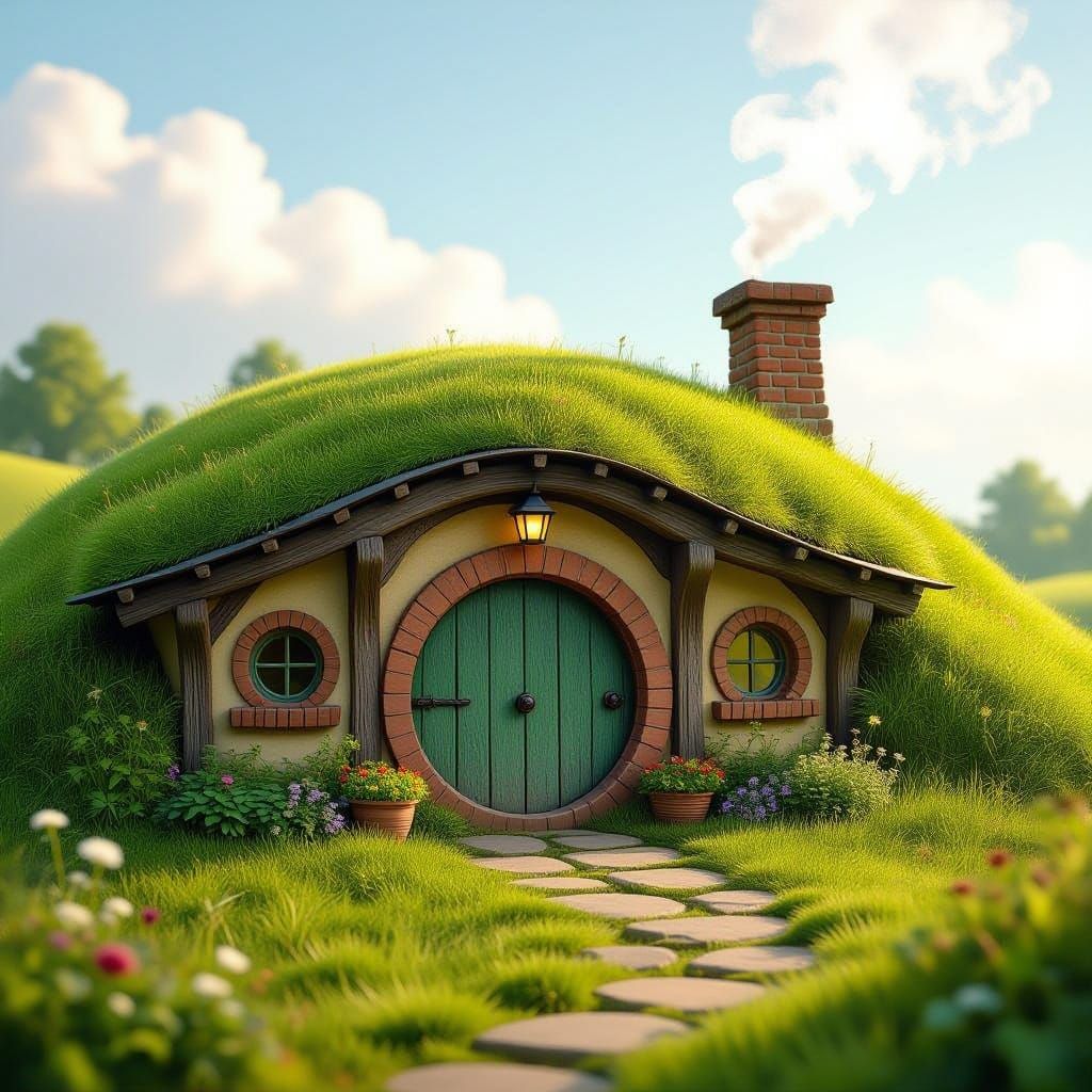 Whimsical Hobbit House in Lush Green Hill