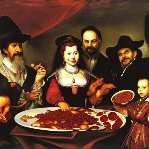 Vampire Grocery Store: Oil Painting in Baroque Style