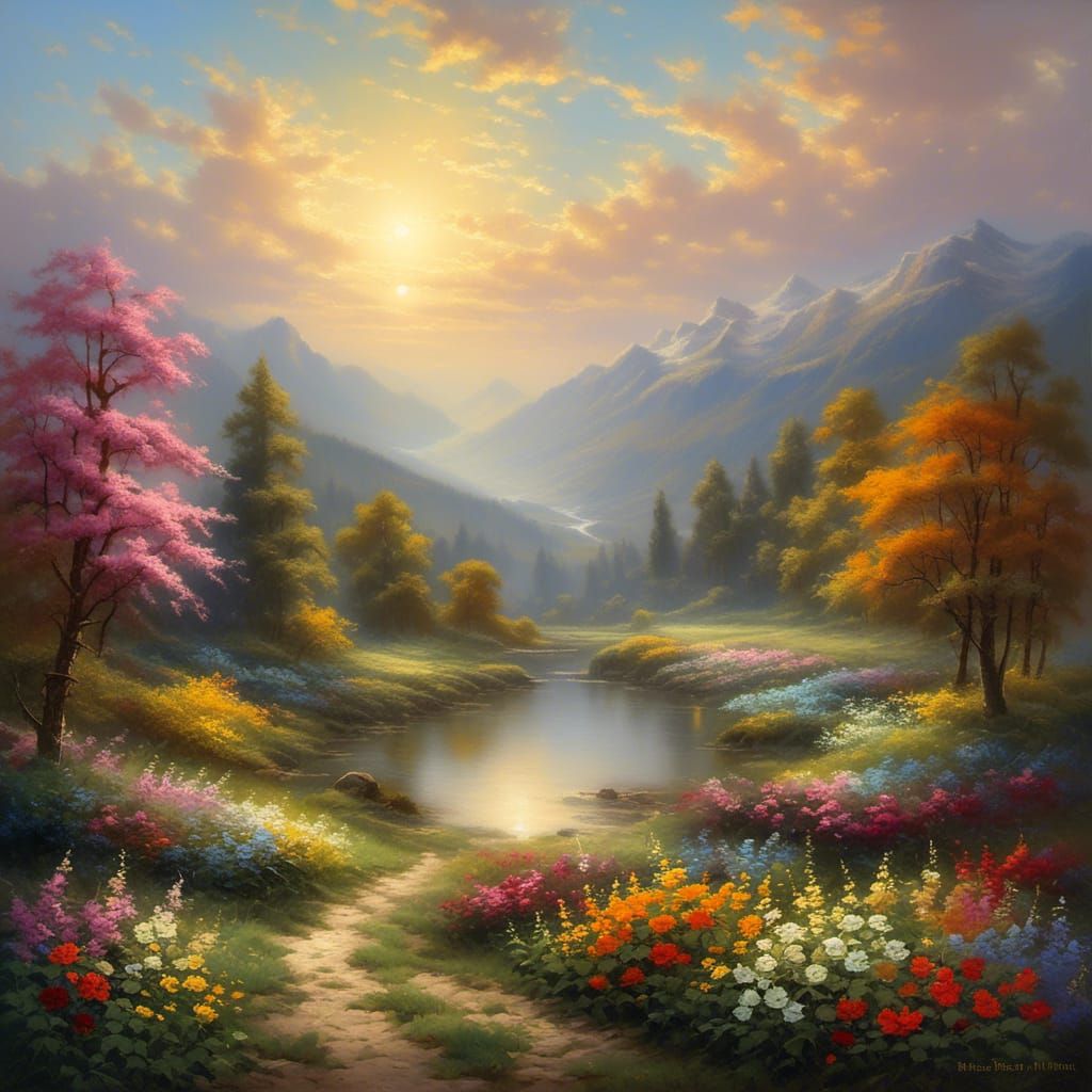 Ethereal Dawn: A Hyperdetailed Oil Painting