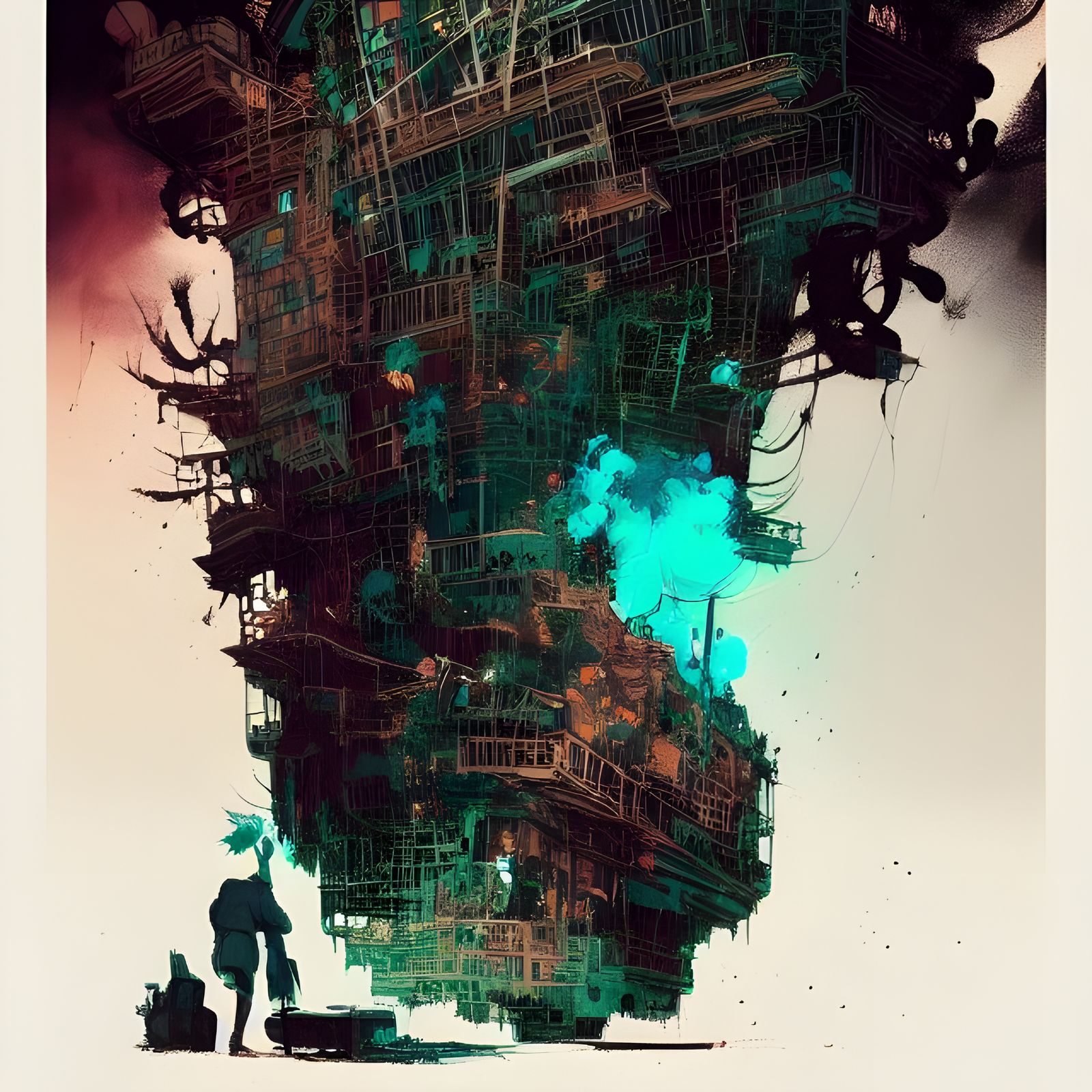 Intricate Cel-Shaded T-Shirt Design on Black