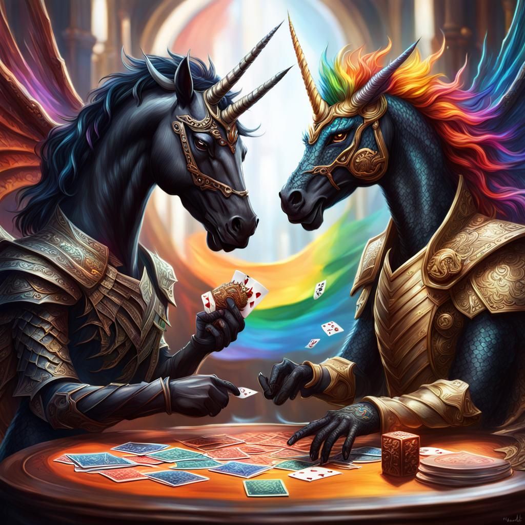 Black Unicorn and Rainbow Dragon Card Game