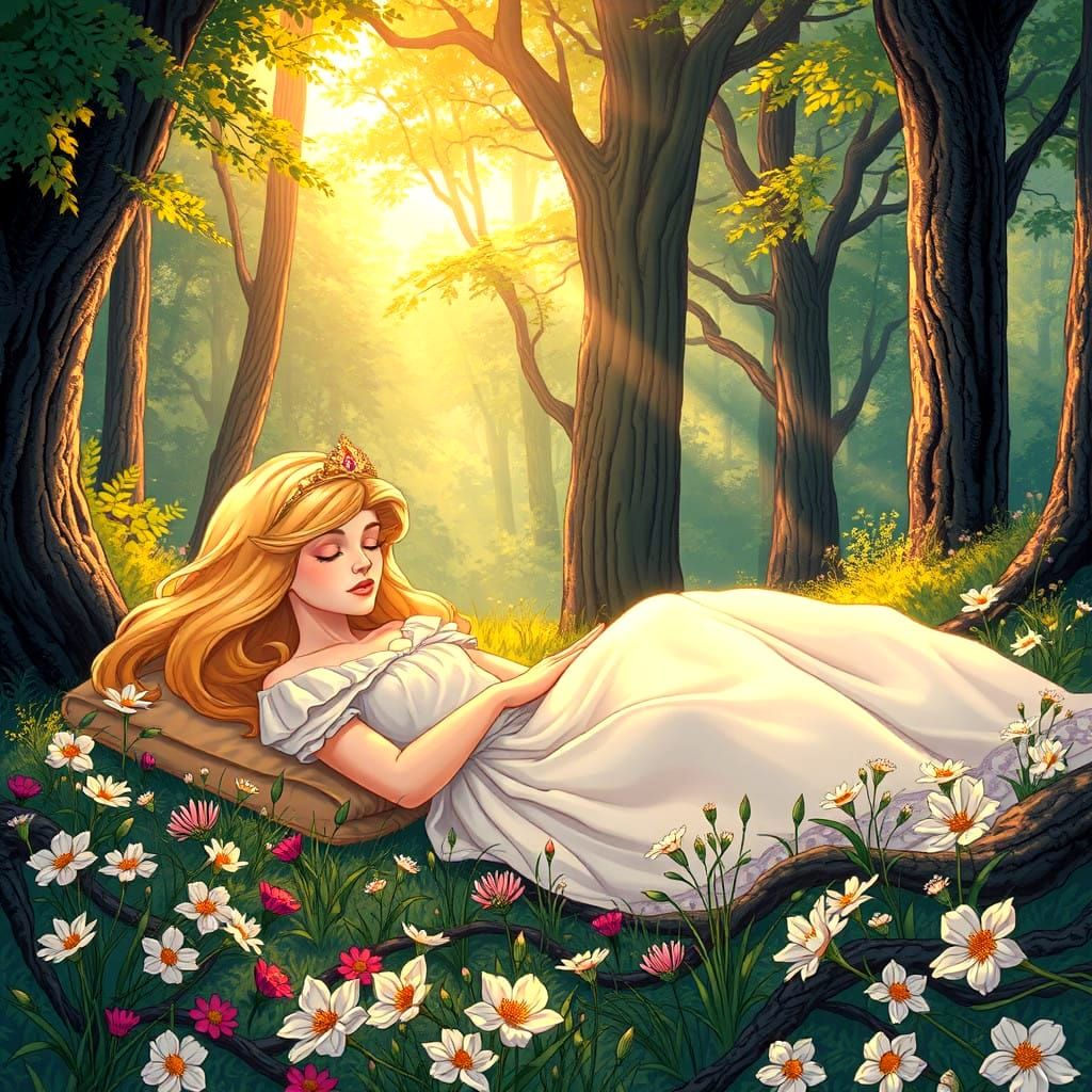 Sleeping Beauty in Comic Book Art Style