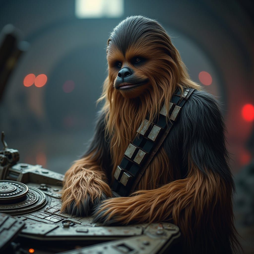 Chewbacca in Cinematic Space Scene