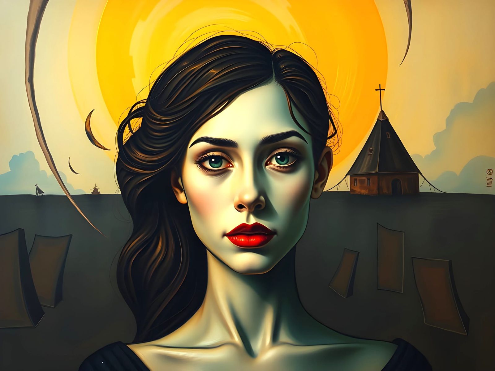 Woman in Dreamlike State, Surrealist Oil Painting