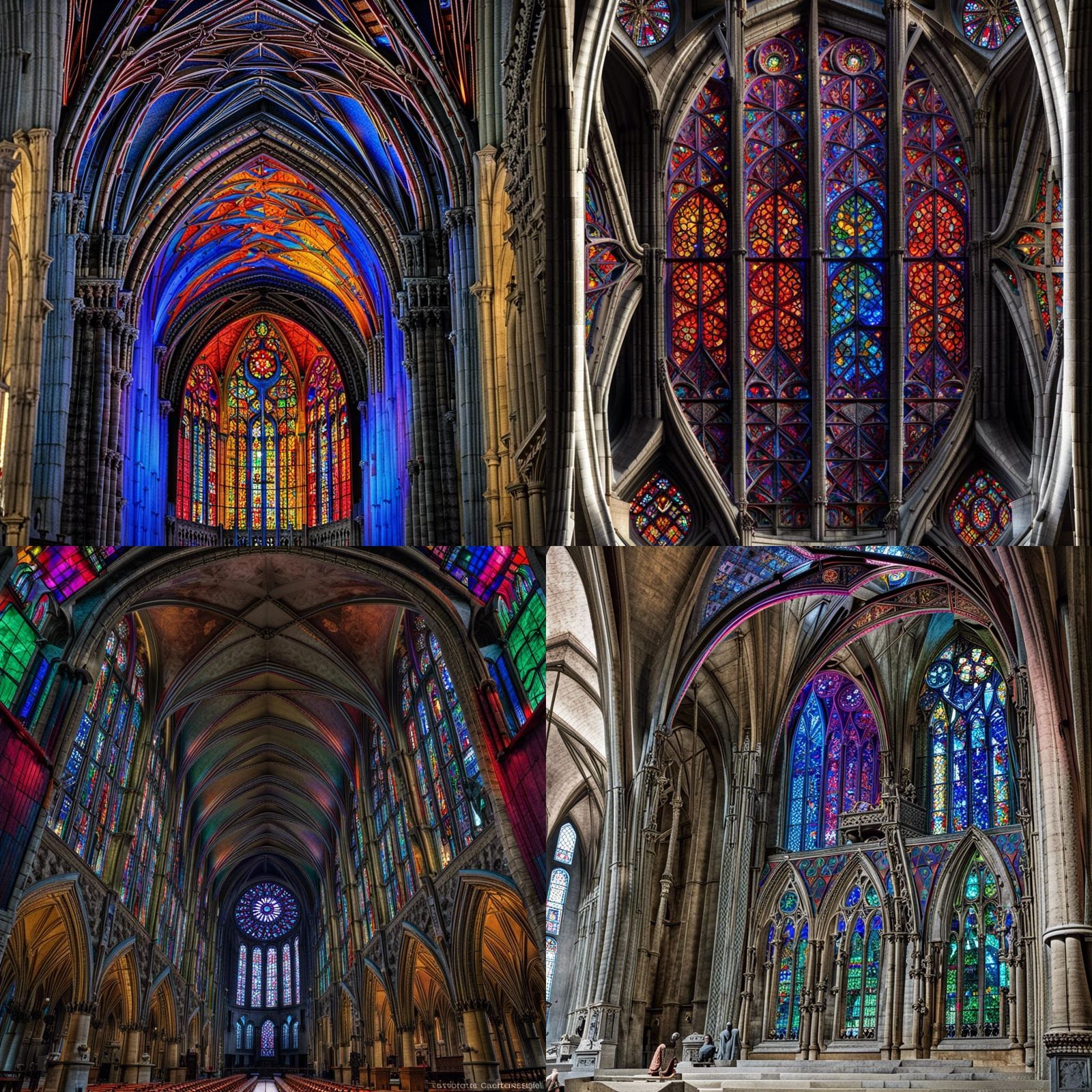 Mysterious Gothic Cathedral Stained Glass Interior