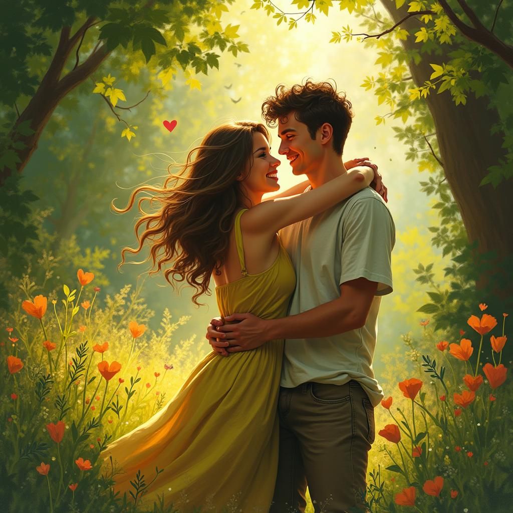 Friends Embrace: Impressionistic Landscape Painting