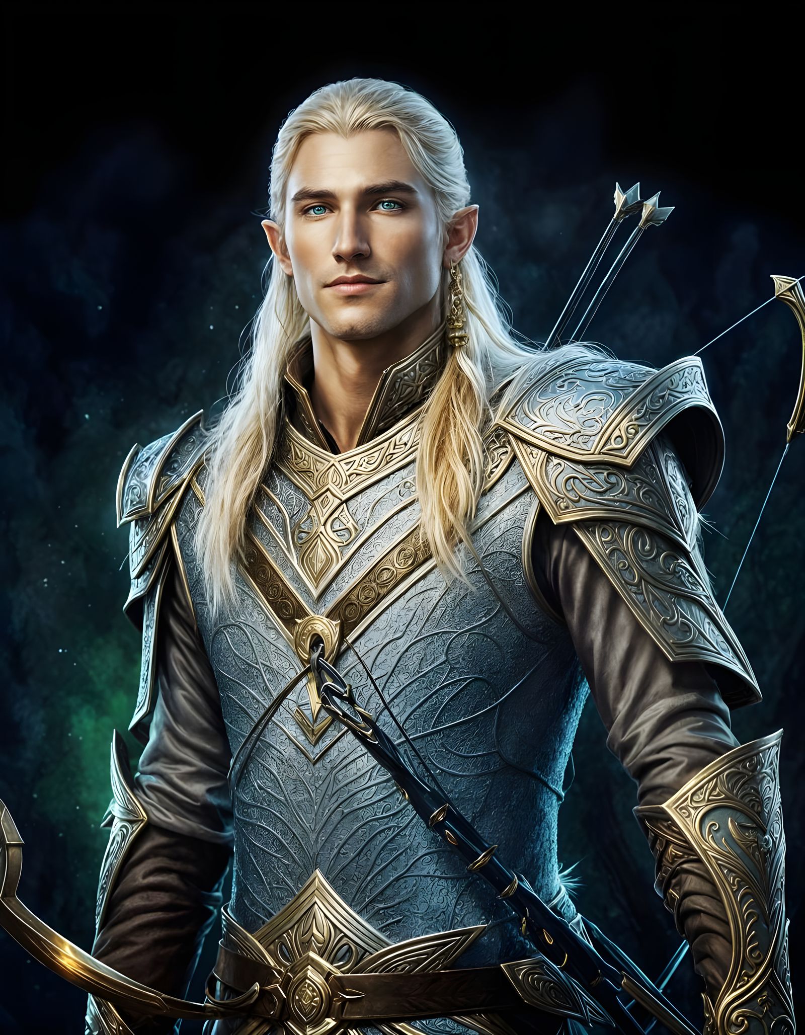 Handsome Sun Elf Archer with Golden Hair