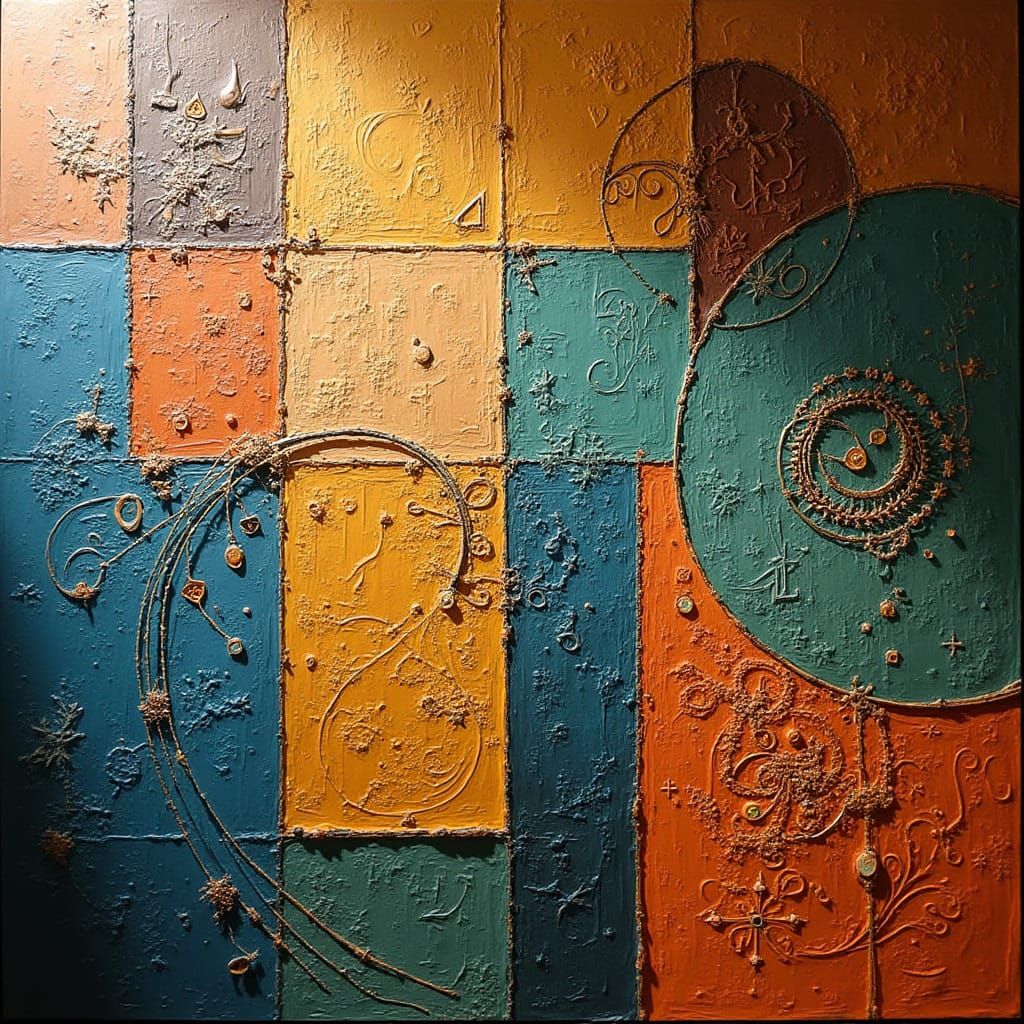 Abstract Moroccan Ornamentation Painting with Geometric Patt...