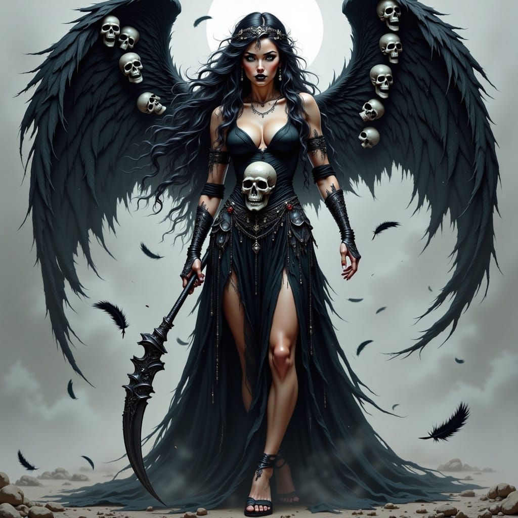 Mysterious Angel of Death in Dark Gothic Style