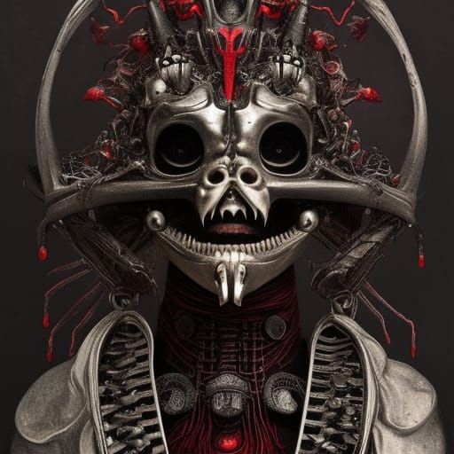 Dark Fantasy Biomechanical Art in Giger and Burton Style