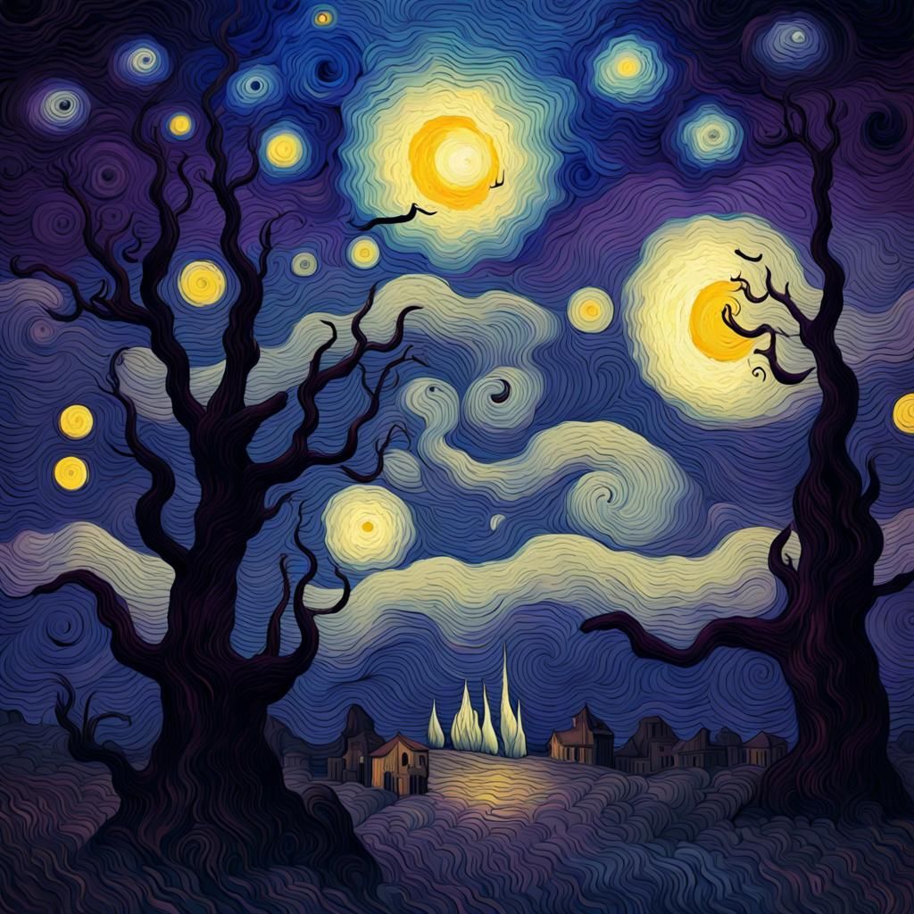 Starry Spring Night in Van Gogh Impressionism