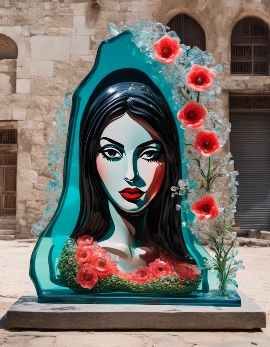 Palestinian Woman as Glass Art Sculpture