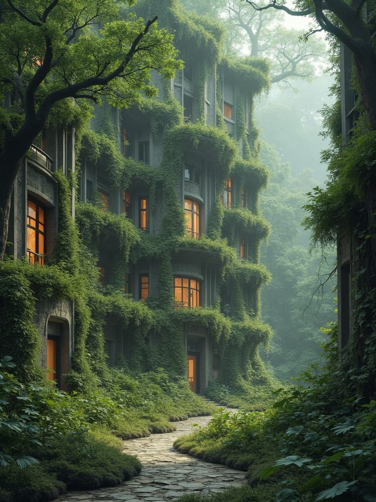 Surreal Solarpunk Oasis Blooms in Harmony with Nature