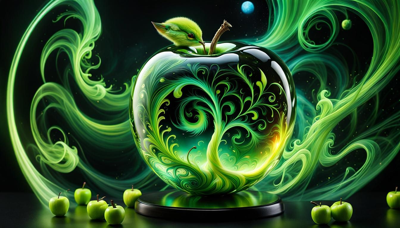 Cosmic Glass Apple with Psychedelic Energy