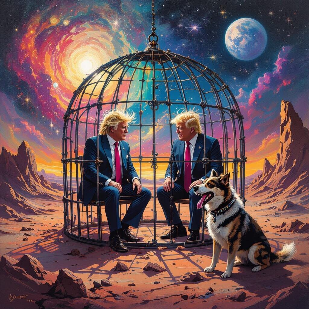World Leaders Trapped in Cosmic Nebula Cage with Alien Dog