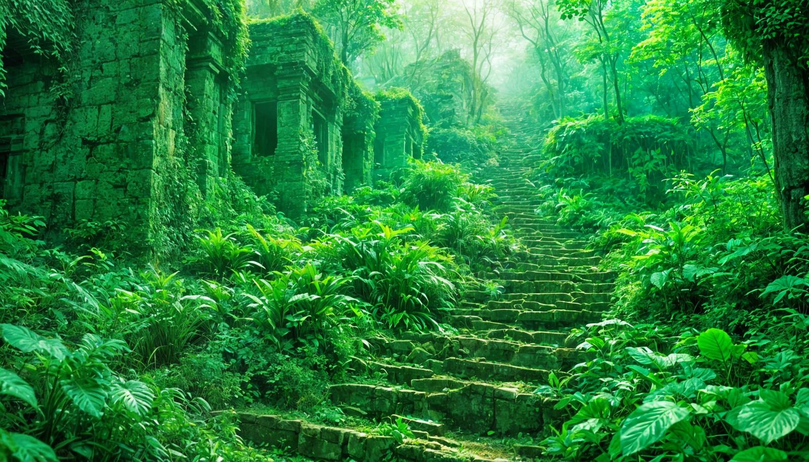 ruins in the green jungle