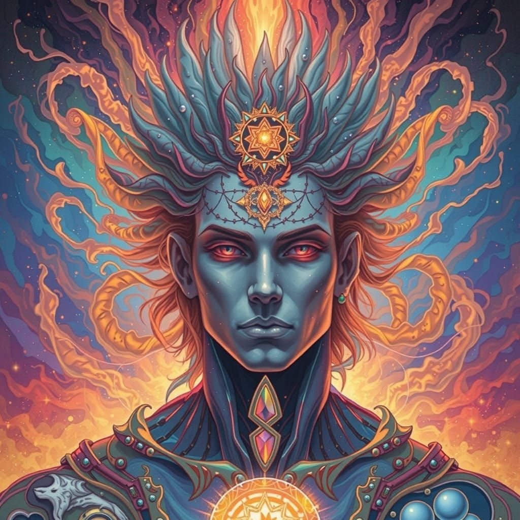 Ethereal Futuristic Angelic Being of Rainbow Light and Liqui...