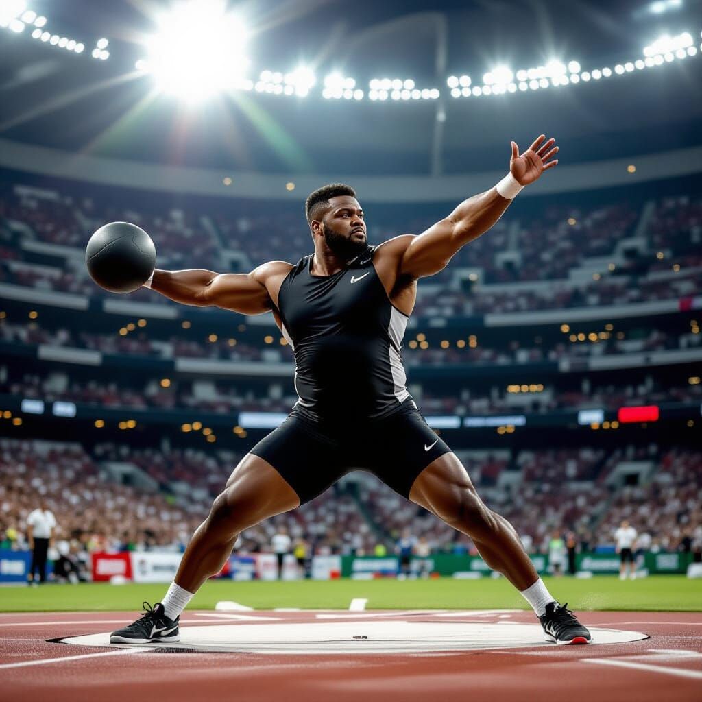 Olympian Shot Putter in Dramatic, Vibrant Style
