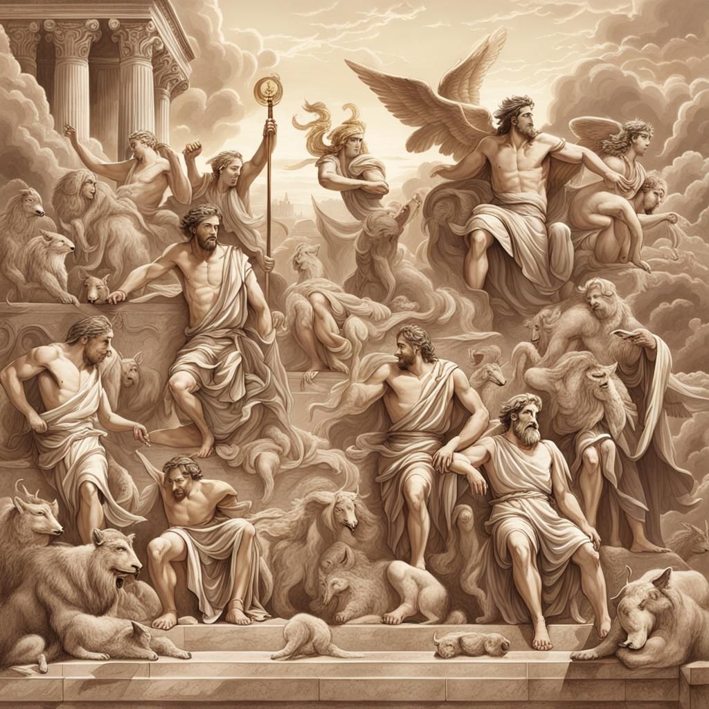 Olympian Gods Gather on Mount Olympus