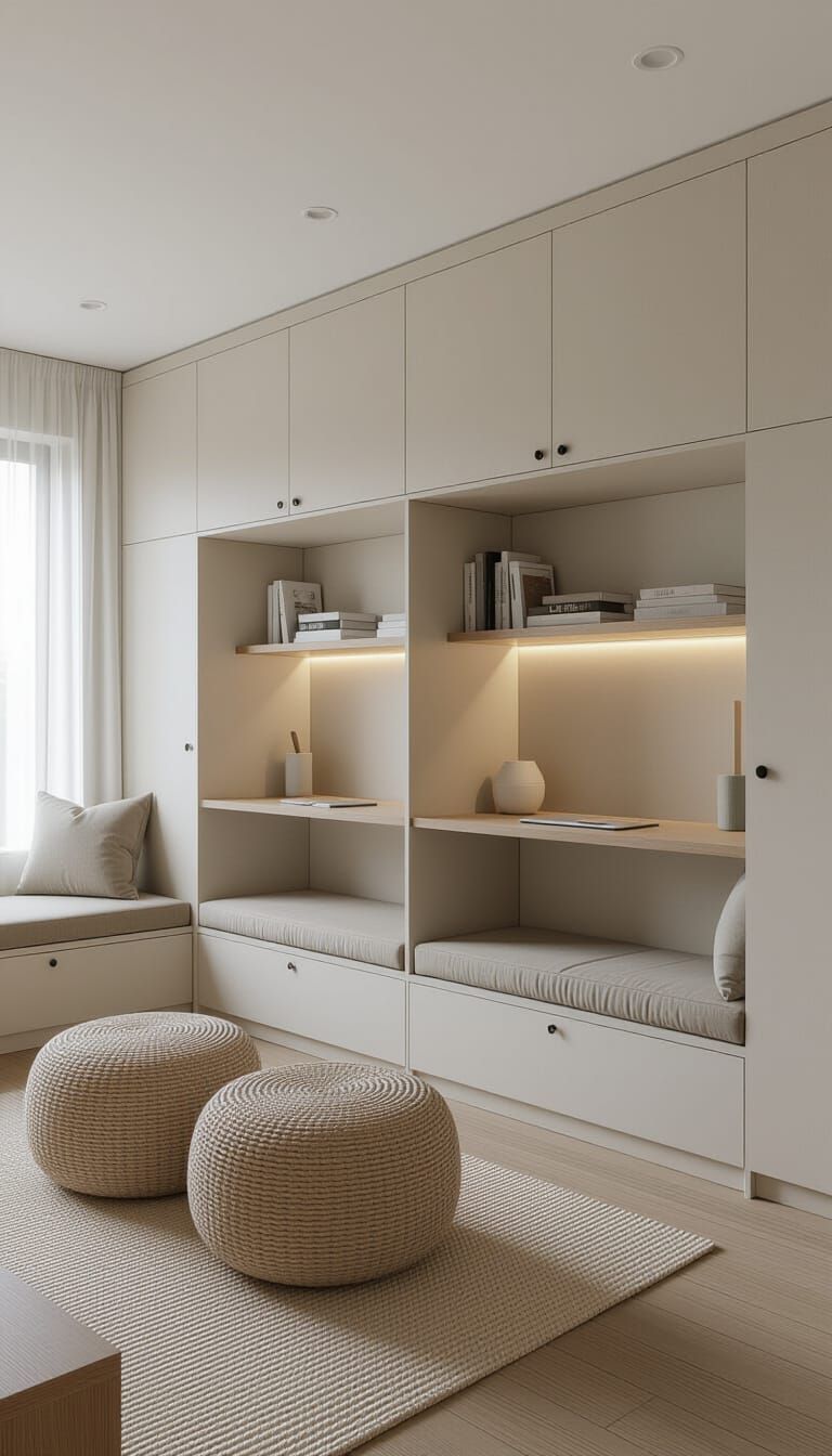 Minimalist Modular Living Space with Smart Storage