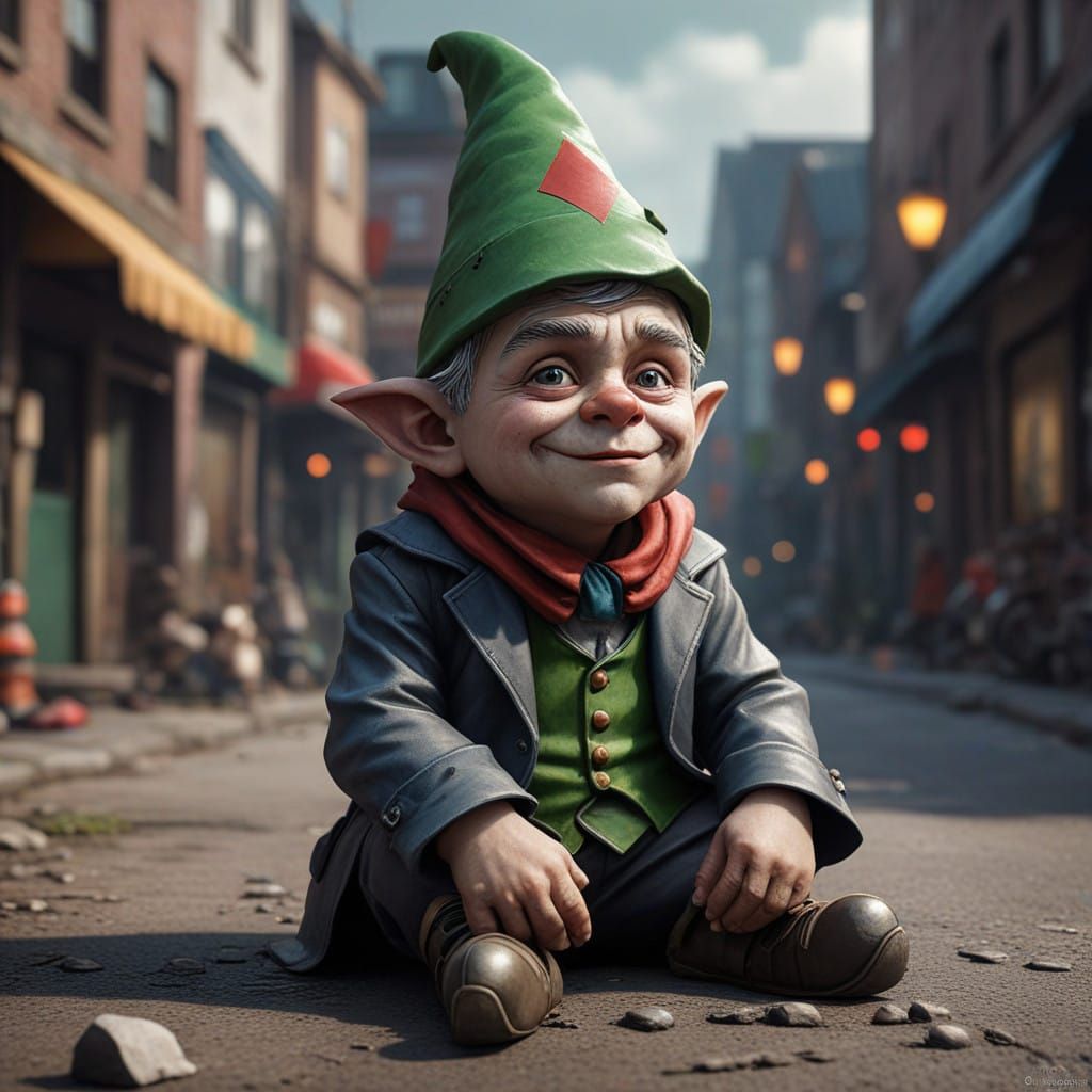 Gnome in Dark Joker Cosplay, Realistic Digital Art
