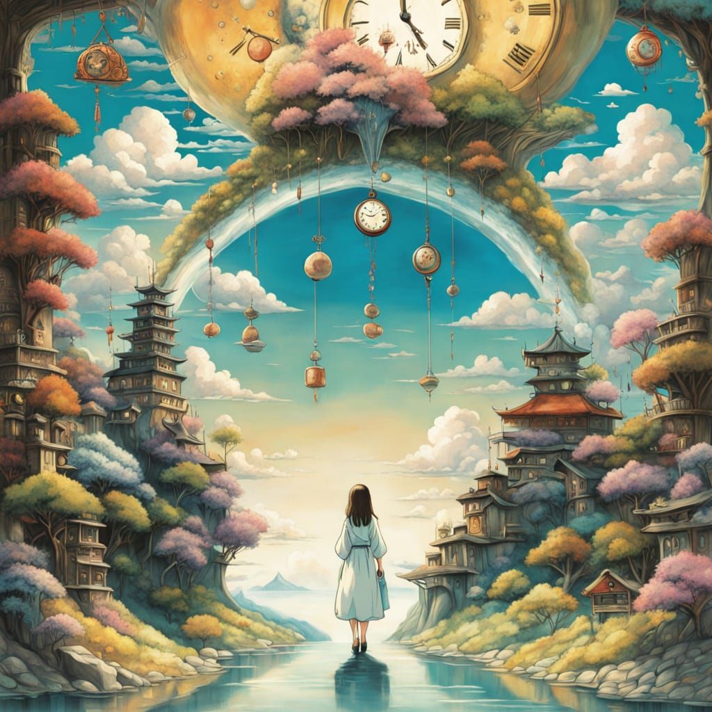 Whimsical Surrealist Landscape in Pastel Hues