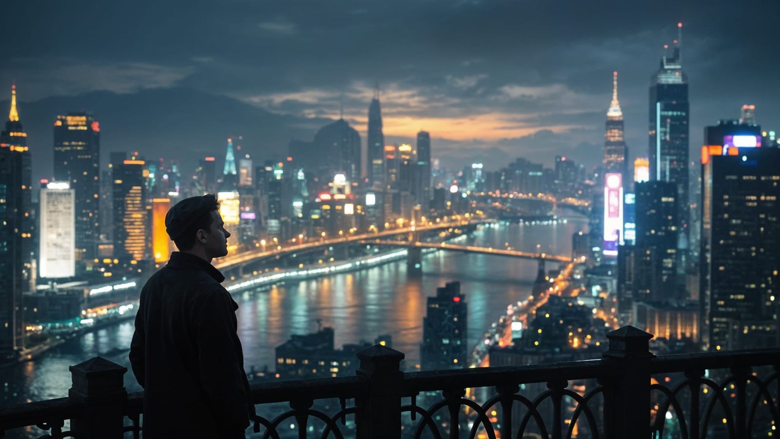 Night Cityscape Reflection on Sentimental Journey