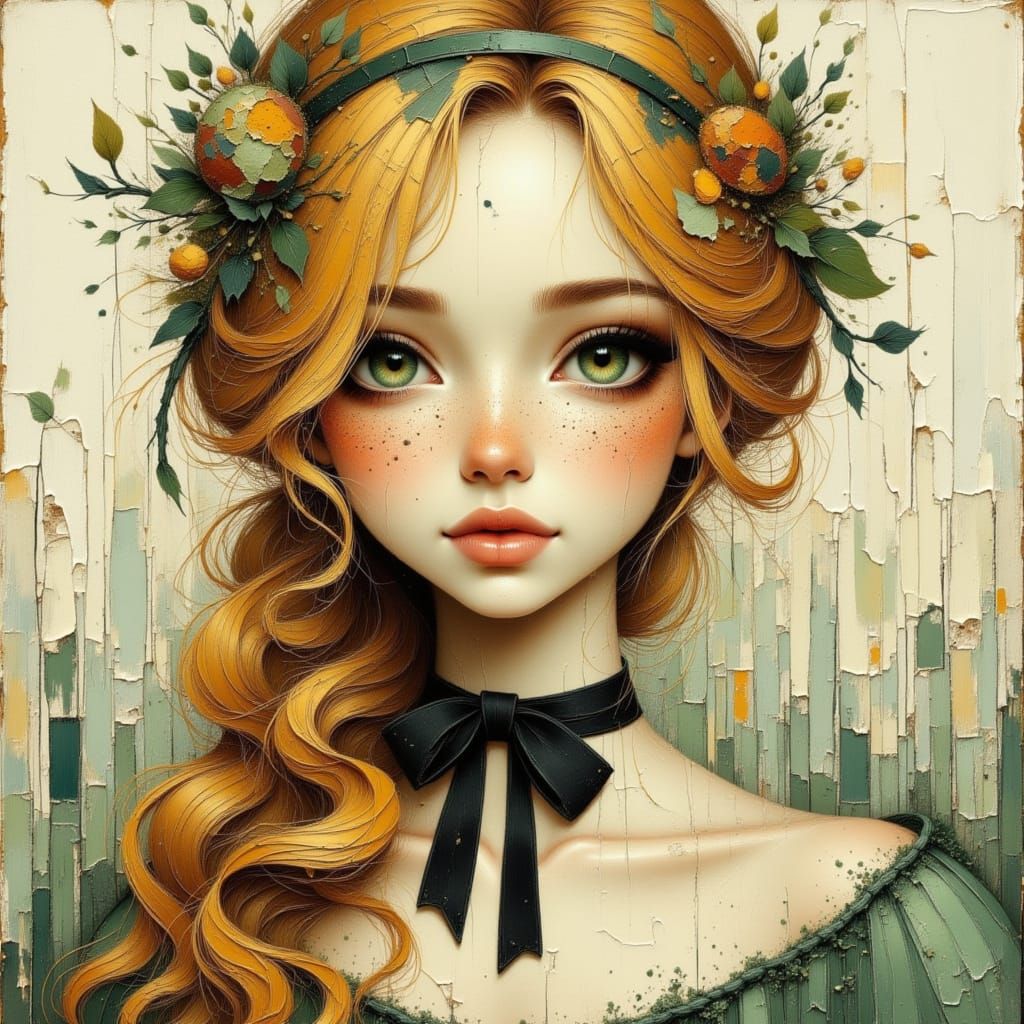 Blonde Woman Portrait in Faded Woodland Setting