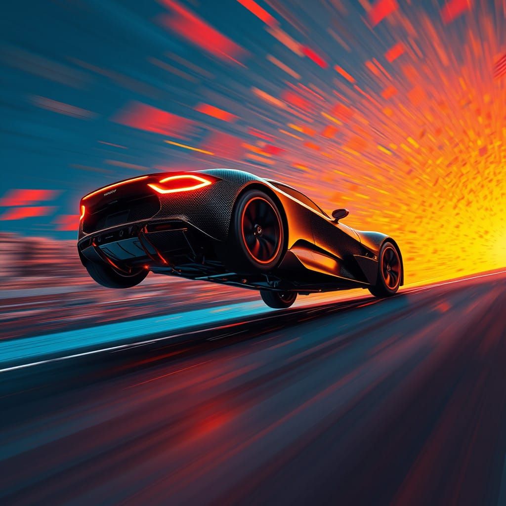 Hypercar Valkyrie Soars Over Finish Line in Vibrant, Celesti...