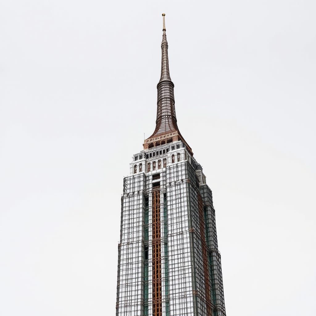 Empire State Building Wire Sculpture in Industrial Style