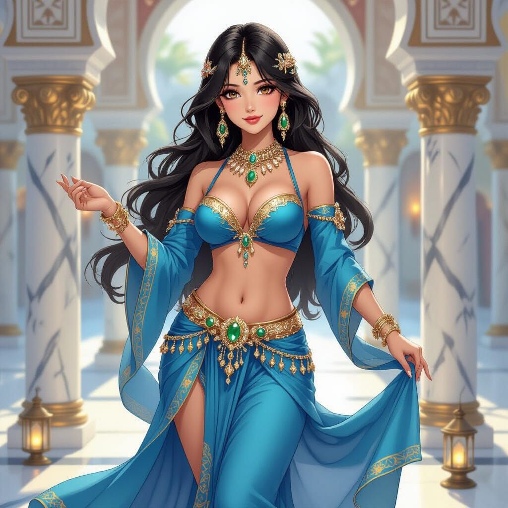 Oriental Belly Dancer in Anime Art Style