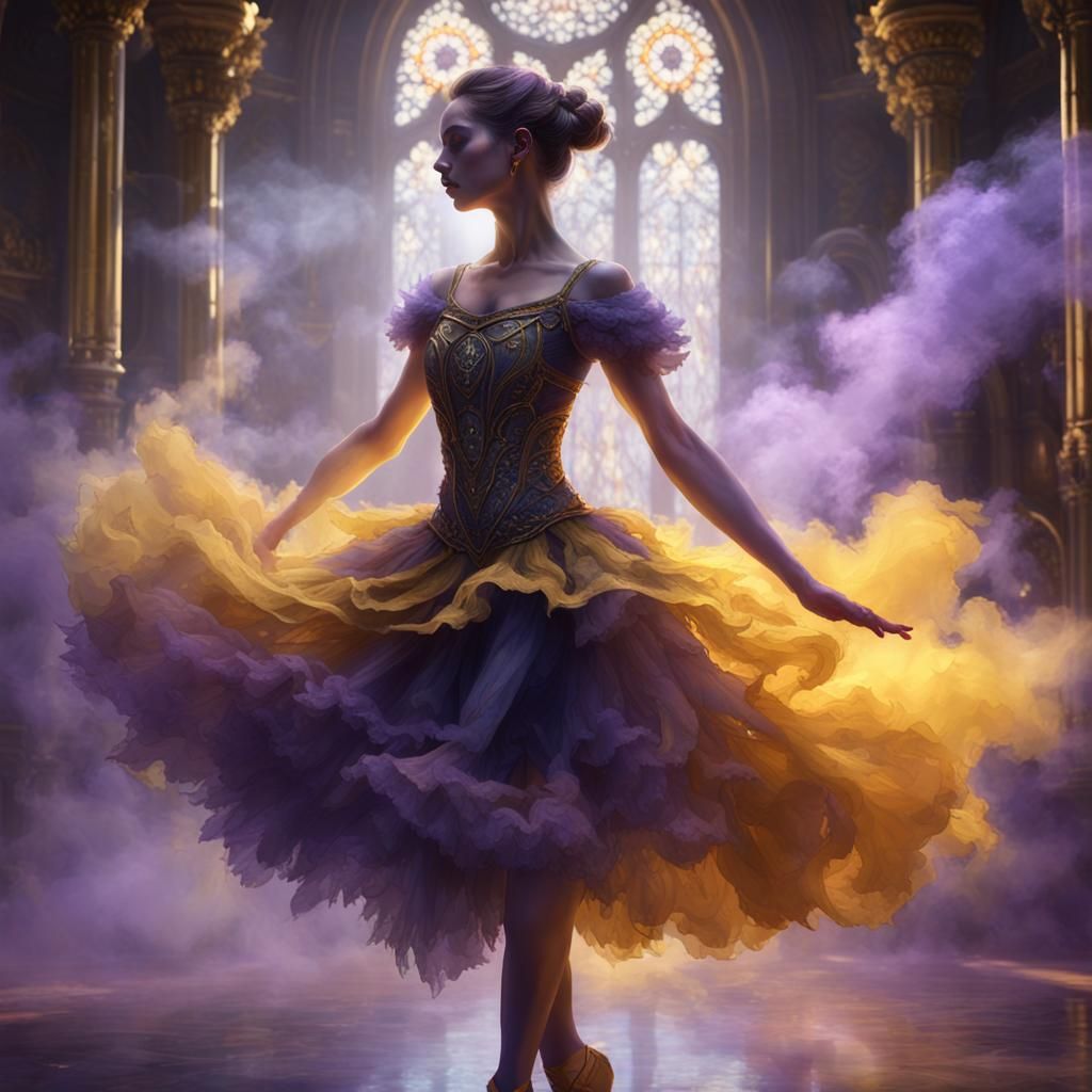 Ballerina in Smoke: Dark Fantasy Concept Art