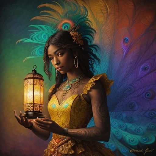 Dragon Peacock Woman in Abstract Expressionism