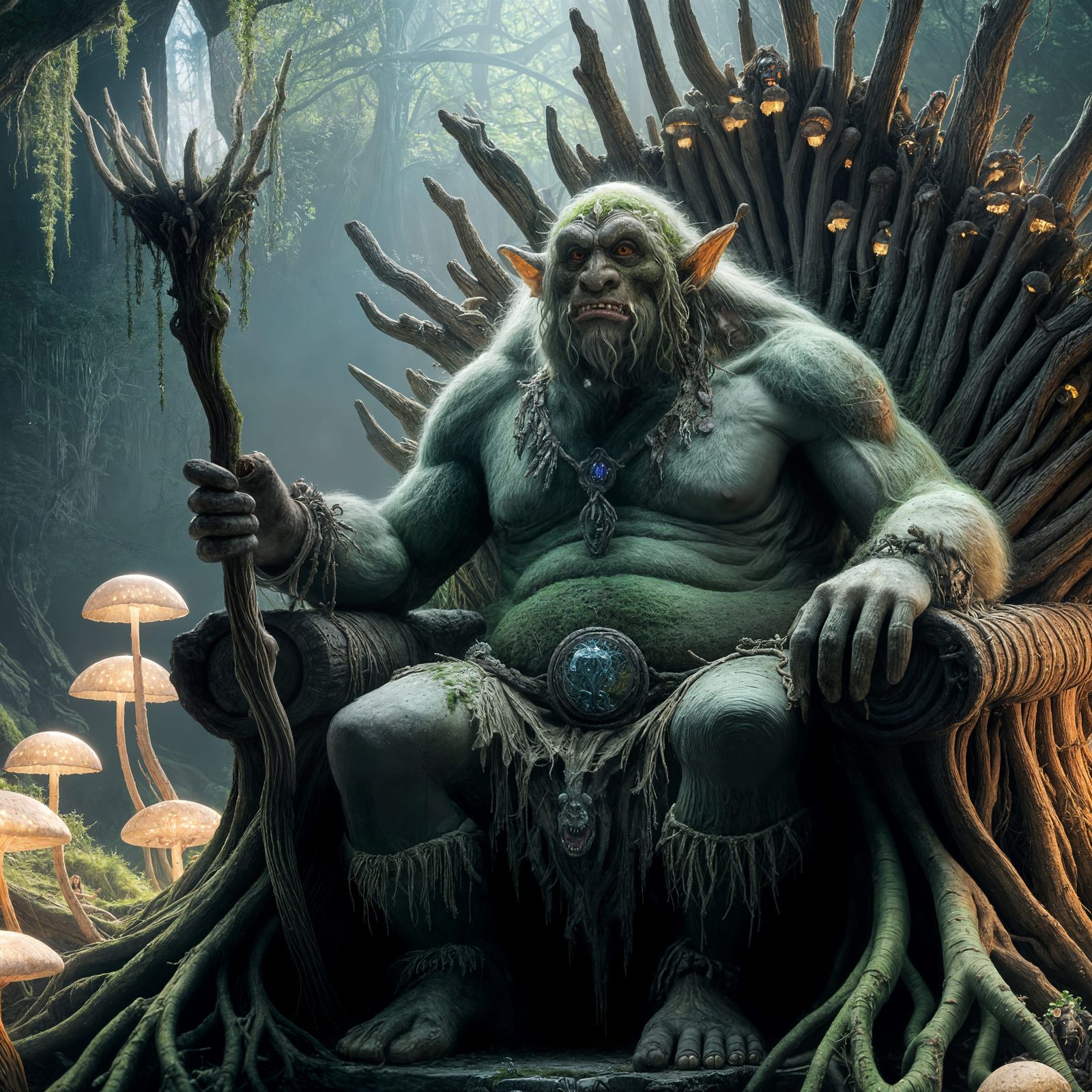 Moss Troll King on Root Throne