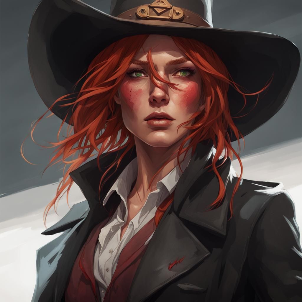 Irish Cowgirl Portrait in Hyperdetailed Digital Art Style