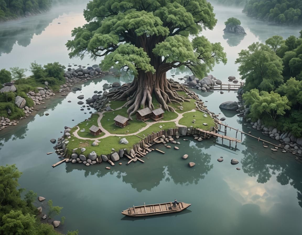 Dreamscape Village Above Serene River