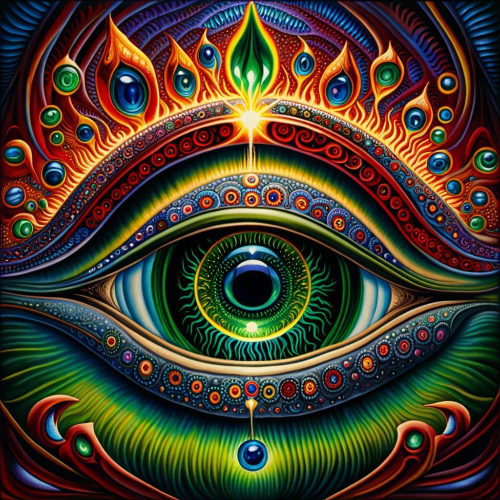 Gems, Galaxy, and Eye: Visionary Art Composition