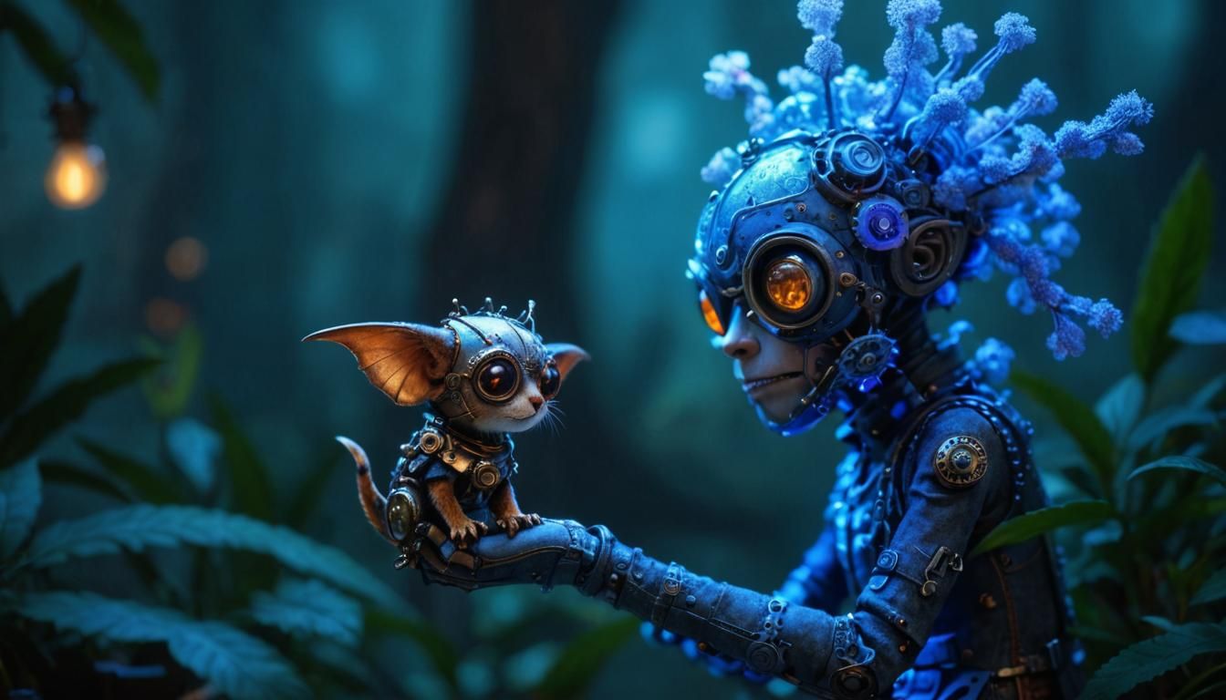 Steampunk Living Room with Cute Creatures in Photorealism