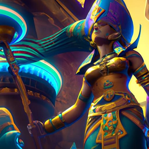 Colorful 3D Render of Egyptian Goddess Seshat