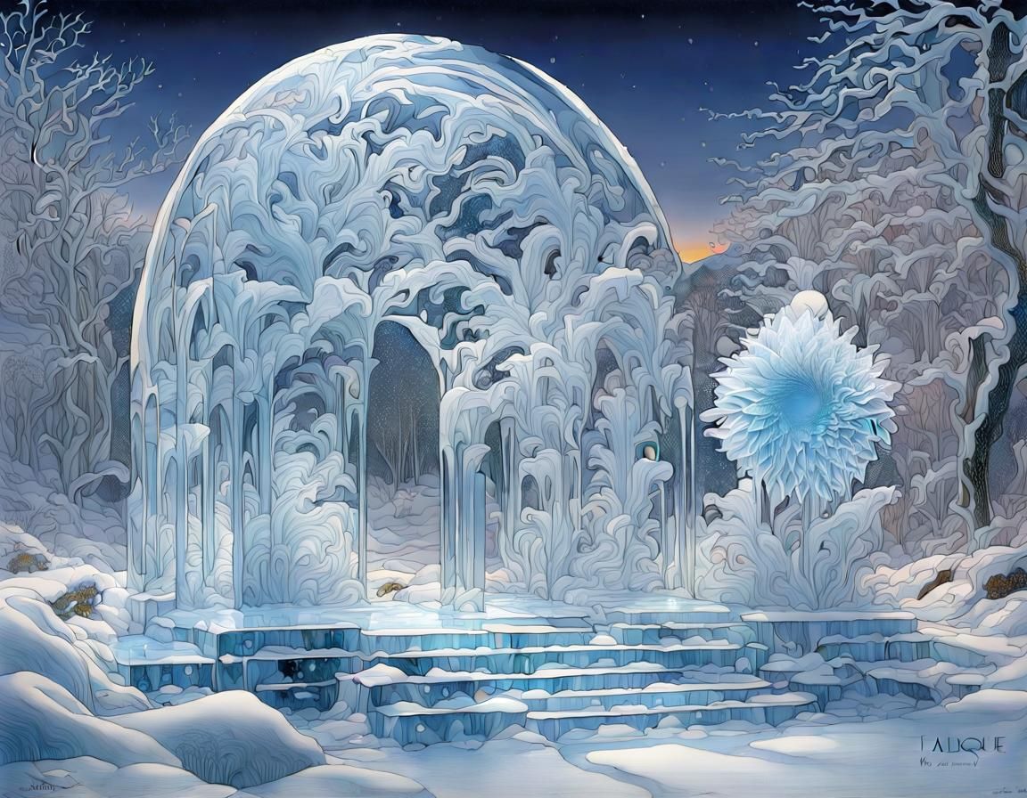 Icy Marble Garden in Crepuscular Light