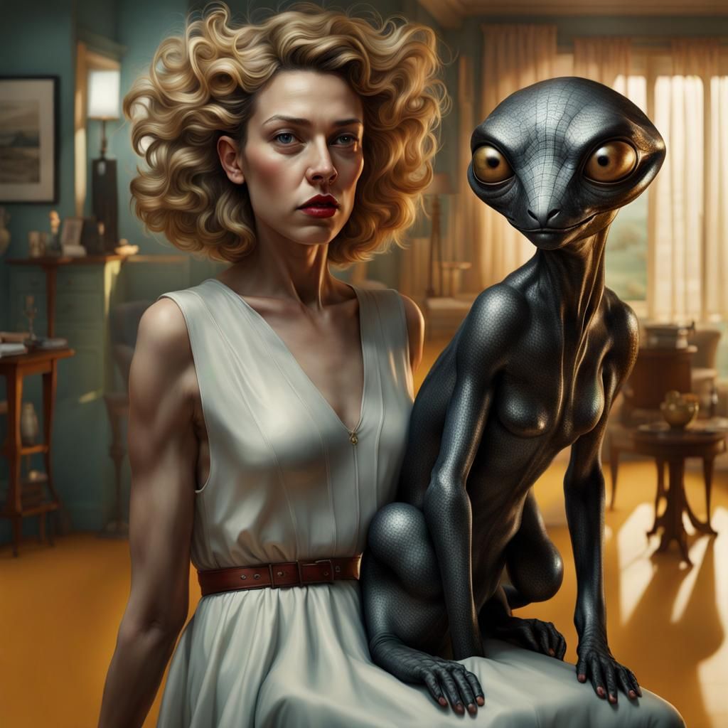 Alien Woman in Fabulous Home, Hyperrealism